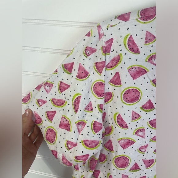 Cozee Corner White and Pink Short Sleeve Watermelon Printed T-Shirt L Women’s - Picture 4 of 5